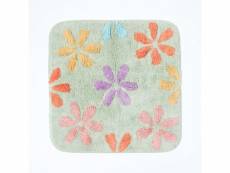 Homescapes tapis de bain carré antidérapant à fleurs en 100% coton, 50 x 50 cm BT1331B