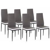 Idmarket - Lot de 6 chaises romane grises bandeau blanc pour salle à manger - Gris