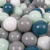 Kiddymoon - 50 Balles/7Cm Balles Colorées Plastique Pour Piscine Enfant Bébé Fabriqué En eu, Turquoise Foncé/Gris/Blanc/Menthe - turquoise
