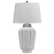 Lampe de table de Quintatesse Bexley E27 40W Céramique, blanc, nickel poli Côté art ivoire argent h: 56,2 cm Ø30 cm dimmable avec interrupteur