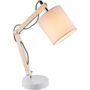 Lampe de table lampe de table lampe de chevet lampe de lecture liseuse, télécommande dimmable, spot mobile, bois blanc naturel, 1x LED RGB 3.5W 320Lm