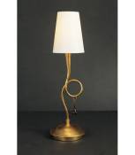 Lampe de Table Paola 1 Ampoule E14, doré peint avec Abat jour crème & verre ambré goutelettes