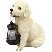 Lampe solaire décorative pour jardin de chien de lumière solaire pour l'extérieur, labrador avec lanterne, batterie rechargeable, 1x led, LxlxH