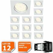 Lampesecoenergie - Lot de 12 Spot encastrable orientable led carré GU10 230V équivalent 50W blanc neutre