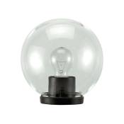 Lanterne à tête sphérique de 60 watts, diamètre 30 cm, couleur noire et boule transparente.