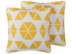 Lot de 2 coussins avec motif géométrique jaune 45 x 45 cm pansy 204279