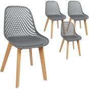 Lot de 4 chaises de salon avec assise en plastique et pieds en bois, 46 x 43 x 83 cm (Gris foncé) - DarkGray