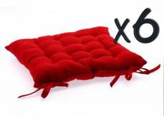 Lot de 6 coussins de chaise en coton rouge, 38 x 38 cm -pegane-