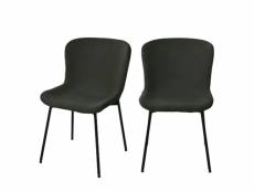 Maceda - lot de 2 chaises en tissu bouclette et métal - couleur - vert foncé