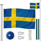 Mât avec drapeau réglable en hauteur - mât, porte drapeau, support drapeau - Suède