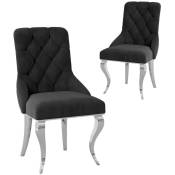 Mobilier Deco - shanna - Lot de 2 chaises en velours noir pieds argentés