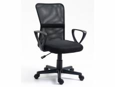 Nordlys - chaise de bureau ergonomique reglable avec accoudoirs base nylon tissu noir