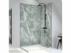Panneau mural de douche en composite - feuille de pierre et ciment - 120 x 210 cm - ice green