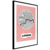 Paris Prix - Affiche Murale Encadrée 'city Map London Pink' 30 x 45 Cm Noir