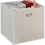 Relaxdays - 1x panier de rangement bambou, corbeille de salle de bain carrée, boîte haute, 31 x 31 x 31 cm, pliable, blanc