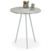 Relaxdays - Table ronde mosaïque, Table d'appoint, Décorative, Table de jardin, fait main, HxD: 50 x 41 x 16 cm, blanc