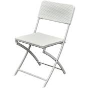 Salone Srl - chaise pliante en acier avec assise en résine effet rotin levante blanc 54x44xH81 cm