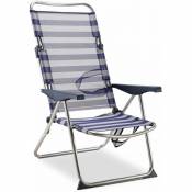 Solenny - Chaise de Plage Lit Pliable 4 Positions Bleu