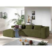 Stella - canapé d'angle - en velours côtelé - 4 places -style contemporain - gauche - vert - Vert