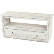 Support TV table TV lowboard étagère TV, shabby look, vintage blanc - white