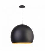Suspension industrielle - 1 ampoule 40cm suspension boule noir mat intérieur or