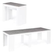 Table console extensible orlando 10 personnes 235 cm bois blanc et effet béton - Multicolore