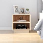 Table de chevet en bois idéale pour chambre à coucher avec 2 compartiments ouverts à couleurs ouvertes Couleur : Brun clair