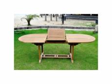 Table kajang 10 : table de jardin ovale extensible en teck brut 10 personnes