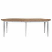 Table ronde 6 pieds fuseau 115 cm + 3 rallonges bois - VICTORIA - Blanc