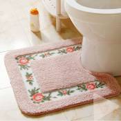 Tapis de contour de toilette antidérapant floral doux de luxe, tapis de salle de bain, tapis de sol de toilette en peluche douce en forme de u pour