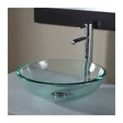 Vasque à poser ronde en verre transparent