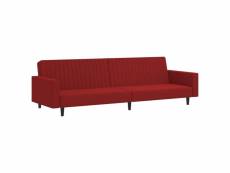 Vidaxl canapé-lit à 2 places rouge bordeaux velours