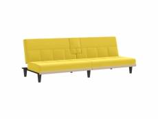 Vidaxl canapé-lit avec porte-gobelets jaune clair
