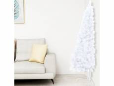 Vidaxl demi-arbre de noël artificiel avec led et boules blanc 210 cm