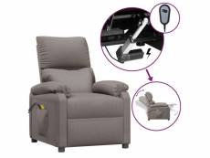 Vidaxl fauteuil électrique de massage taupe tissu