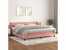 Vidaxl lit à sommier tapissier avec matelas rose 200x200