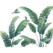 1 ensemble d'autocollants muraux de plantes vertes, décalque de feuille de Monstera de forêt tropicale humide Feuilles de palmier naturelles Plantes