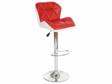 2x tabouret de bar hamilton, chaise de comptoir, bois, similicuir, rotatif ~ rouge