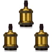 3×Rétro Douille d'ampoule E27 Edison led, Vintage Style Adaptateur de Lampe Spiral Support 110-220V pour Suspension Lustre Plafond, Bronze