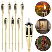 Aufun - Torche de Jardin en Bambou, Lot de 12 Torches en Bambou, Torches à Huile pour l'Extérieur, Torches d'Extérieur avec Mèche de Rechange, Lampe
