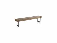 Banc de table bois naturel-métal - vongolen - l 200 x l 30 x h 45 cm - neuf