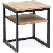 Box Furniture - Table de chevet Icub3 avec étagère industriel vintage 40x40x45cm Noir - Noir