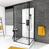 Cabine de douche carrée blanc et noir Galedo Métro