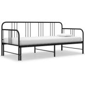 Cadre de canapé-lit extensible Noir Métal 90x200