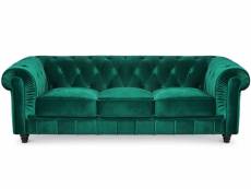 Canapé chesterfield 3 places velours vert itish