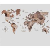 Carte du Monde 3D en Bois pour Décoration Murale,