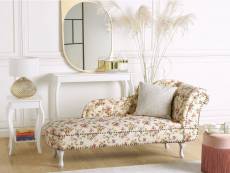 Chaise longue chesterfield en tissu beige à motif floral côté droit nimes 190098