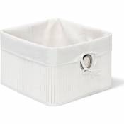 Corbeille Panier de rangement Housse amovible poignée Boîte étagère armoire HxlxP 20 x 31 x 31 cm, blanc - Relaxdays