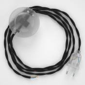Cordon pour lampadaire, câble TC04 Coton Noir 3 m. Choisissez la couleur de la fiche et de l'interrupteur Transparent