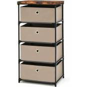 Costway - Commode 4 Tiroirs en Tissu, Commode Chambre